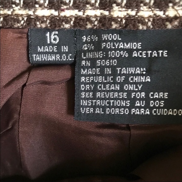 Brown & Cream Houndstooth Wool Skirt - Picture 5 of 5